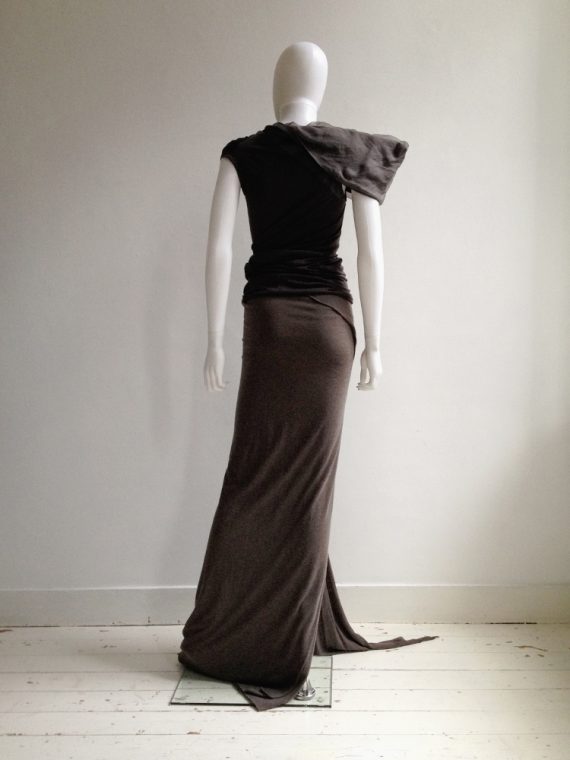 Rick Owens Lilies brown maxi skirt with train 6940