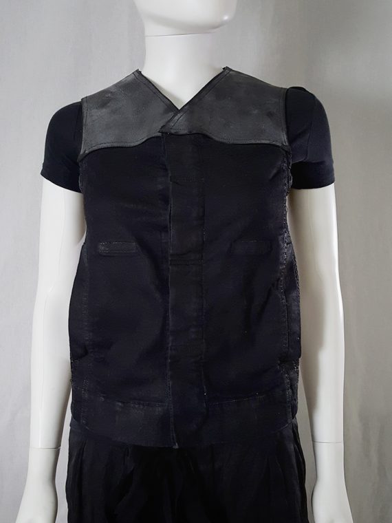 Rick Owens DRKSHDW black leather and jeans waistcoat 130607