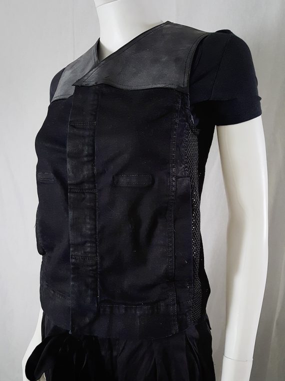 Rick Owens DRKSHDW black leather and jeans waistcoat 130616