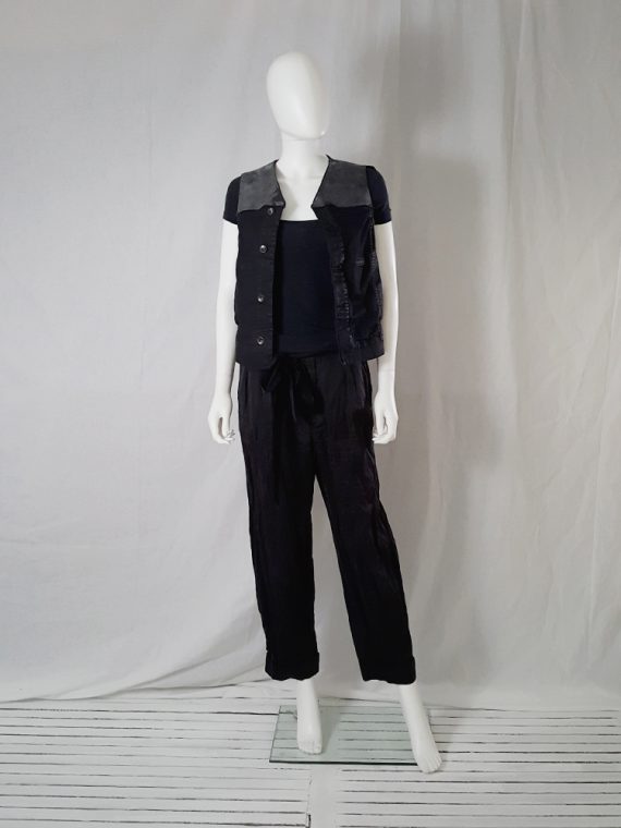 Rick Owens DRKSHDW black leather and jeans waistcoat 130734