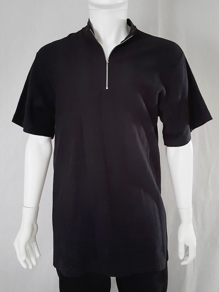 Yohji Yamamoto black zipper polo shirt — 80s - V A N II T A S