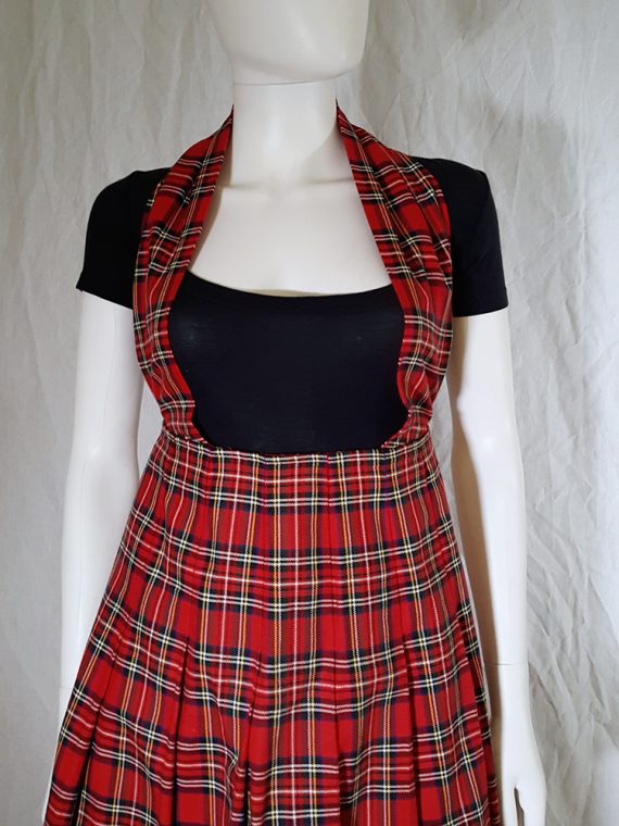 Comme des Garcons tricot blue jacket with tartan dungaree skirt AD 1990_170122