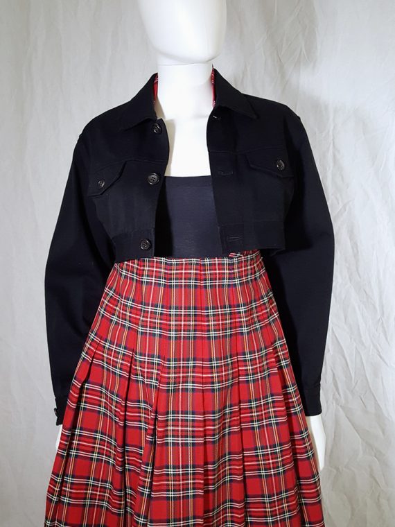 Comme des Garcons tricot blue jacket with tartan dungaree skirt AD 1990_170631