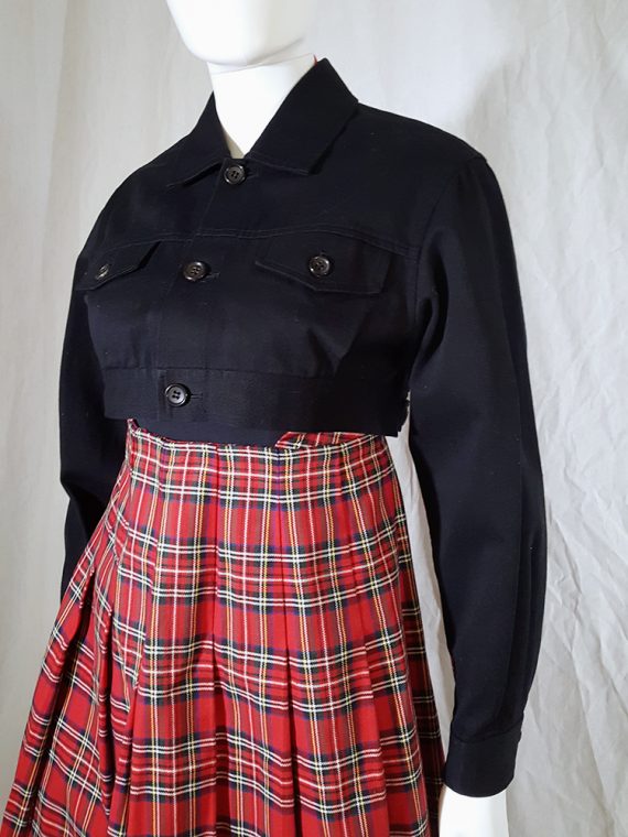 Comme des Garcons tricot blue jacket with tartan dungaree skirt AD 1990_170747