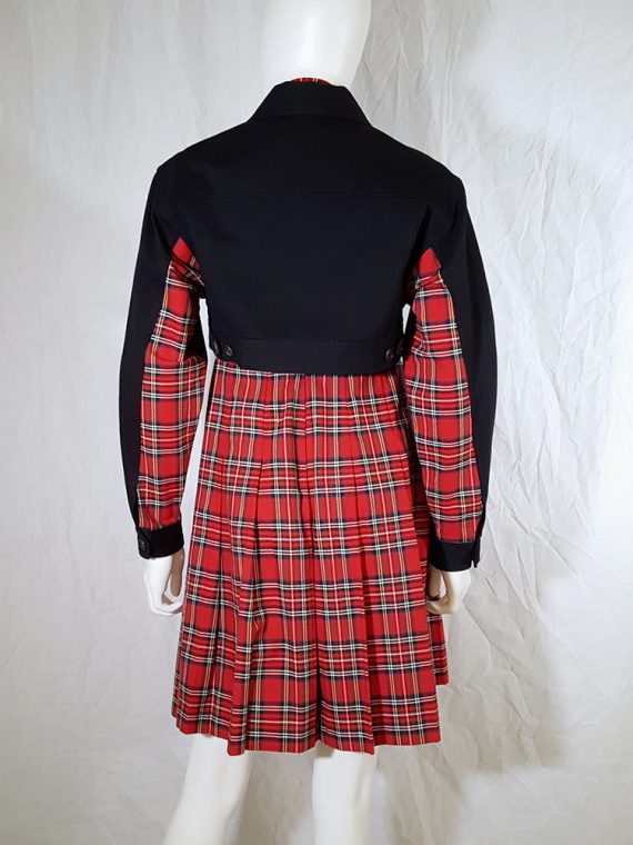 Comme des Garcons tricot blue jacket with tartan dungaree skirt AD 1990_170948
