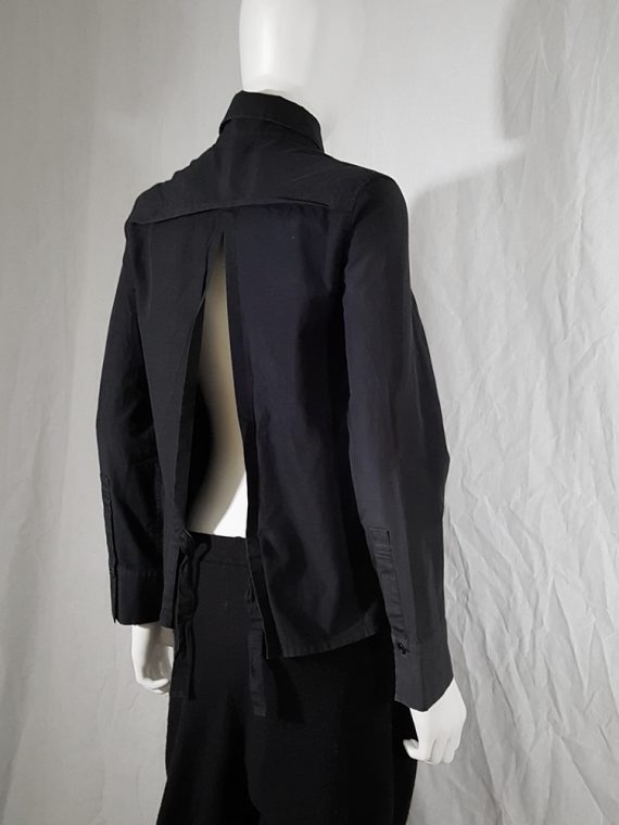 Yohji Yamamoto black open back shirt_173140