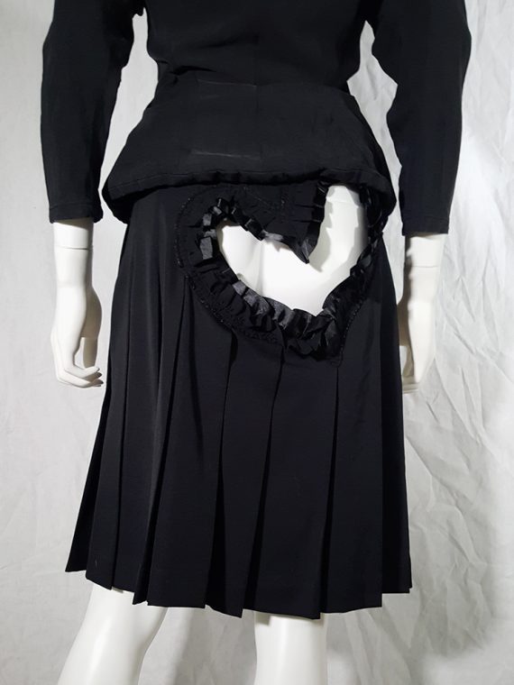 vintage Comme des Garcons black pleated skirt with ruffled hearts cut outs runway fall 2008_155933