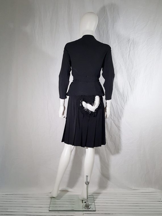 vintage Comme des Garcons black pleated skirt with ruffled hearts cut outs runway fall 2008_160011