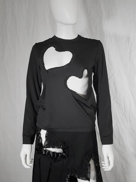 vintage Comme des Garcons black top with frilly heart cut outs fall 20081326