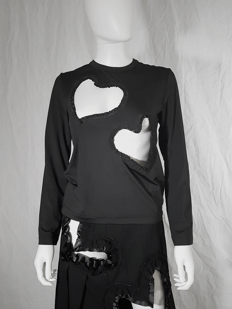 Comme des Garçons black top with frilly heart cut outs — fall 2008