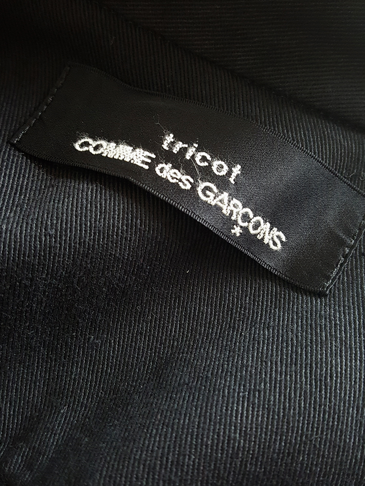 Comme des Garçons tricot blue jacket with tartan dungaree skirt — 1990 ...