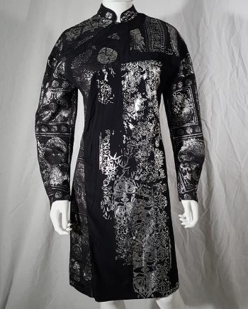 A.F. Vandevorst black dress with silver Chinese brocade — spring 2016 ...