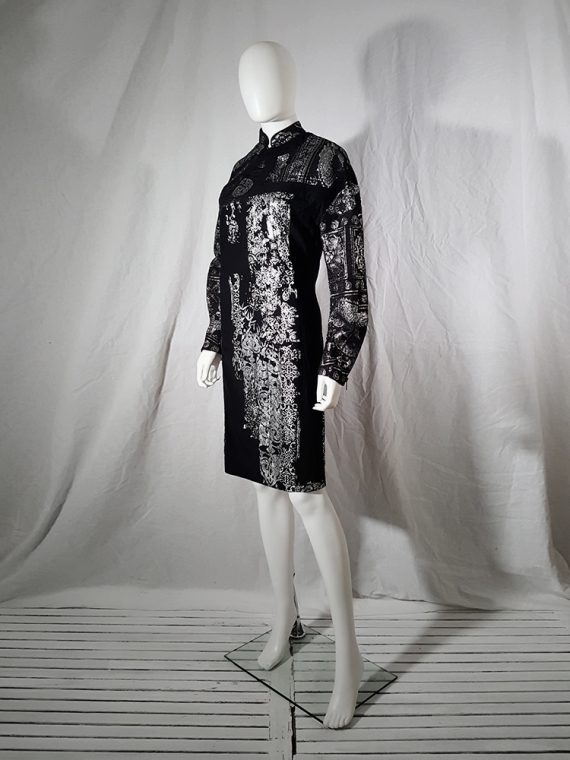 AF Vandevorst black dress with silver Chinese brocade runway spring 2016162752