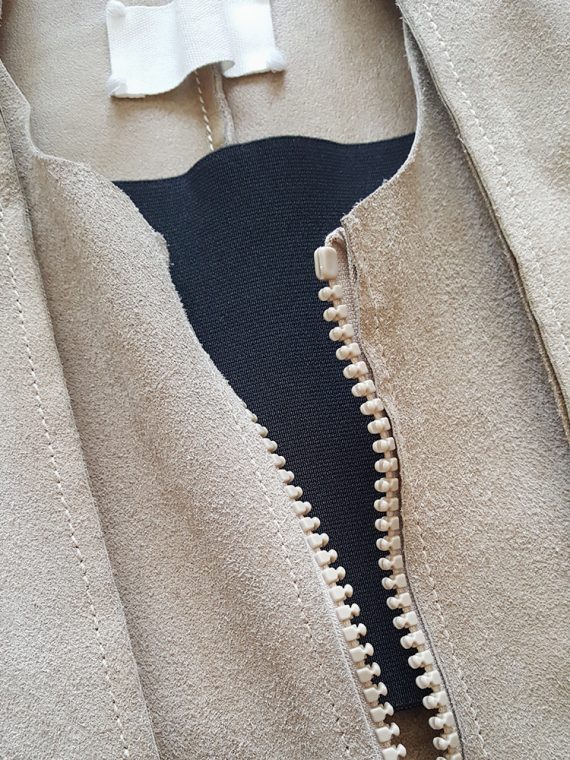 archive Maison Martin Margiela beige leather flat jacket spring 1998 141712(0)