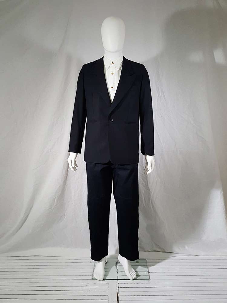 Raf Simons black striped one button blazer — fall 1998 - V A N II