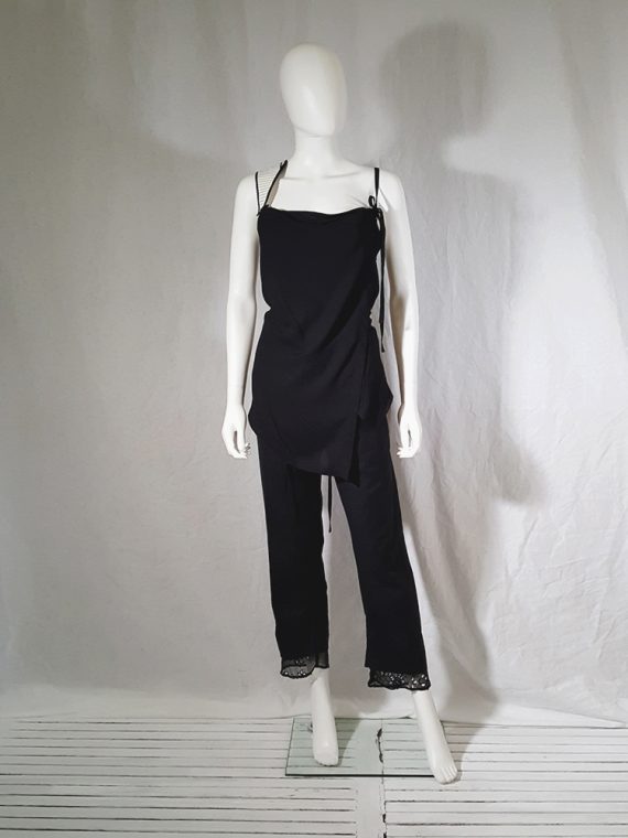 vintage Ann Demeulemeester black transformable top with white shoulder panel spring 2011 161019