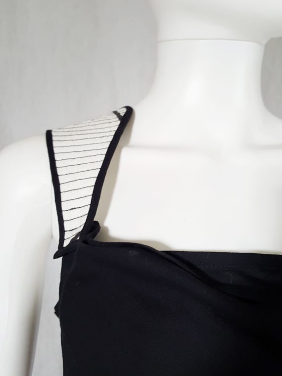 vintage Ann Demeulemeester black transformable top with white shoulder panel spring 2011 161033(0)