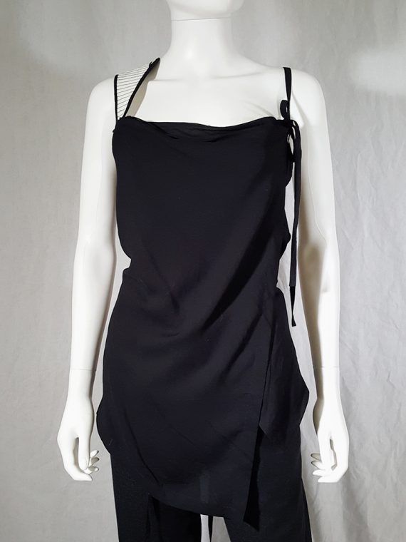 vintage Ann Demeulemeester black transformable top with white shoulder panel spring 2011 161042