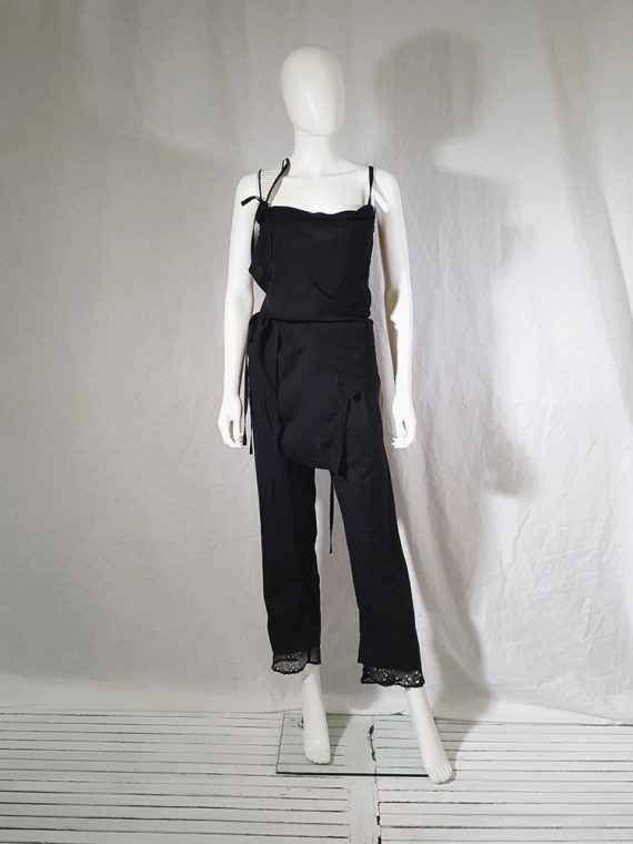 vintage Ann Demeulemeester black transformable top with white shoulder panel spring 2011 161225