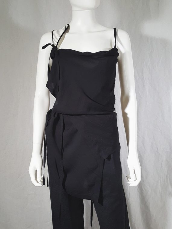 vintage Ann Demeulemeester black transformable top with white shoulder panel spring 2011 161242
