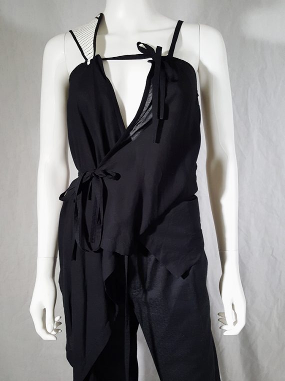 vintage Ann Demeulemeester black transformable top with white shoulder panel spring 2011 161604