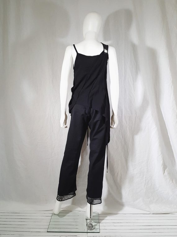 vintage Ann Demeulemeester black transformable top with white shoulder panel spring 2011 161841