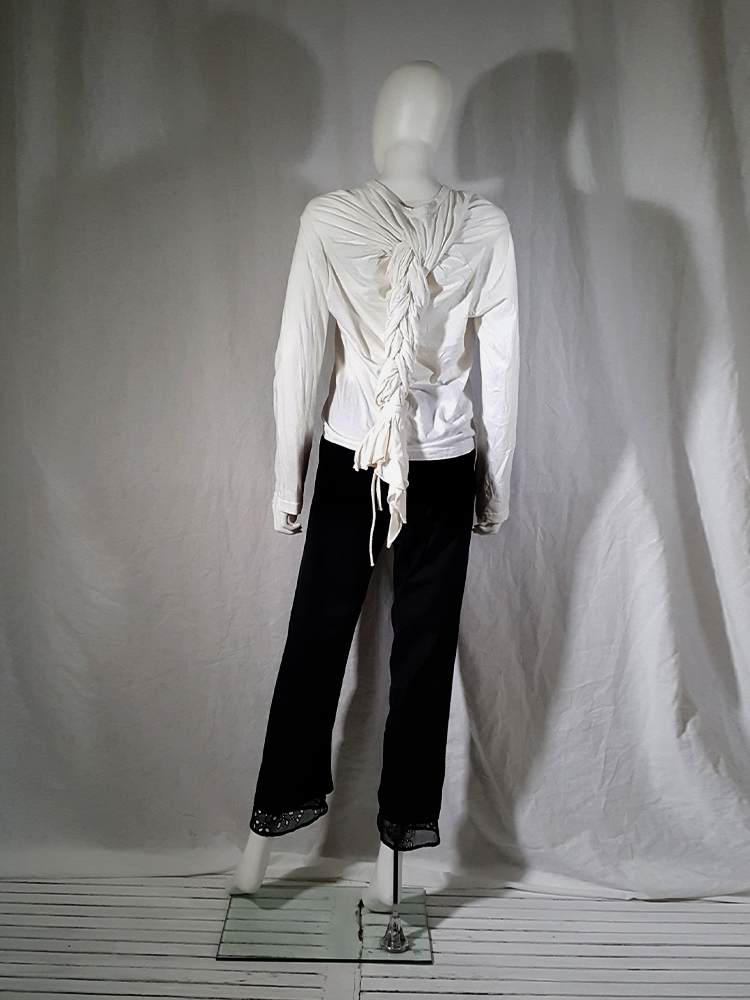Comme des Garçons white longsleeve with back braid — spring 2003