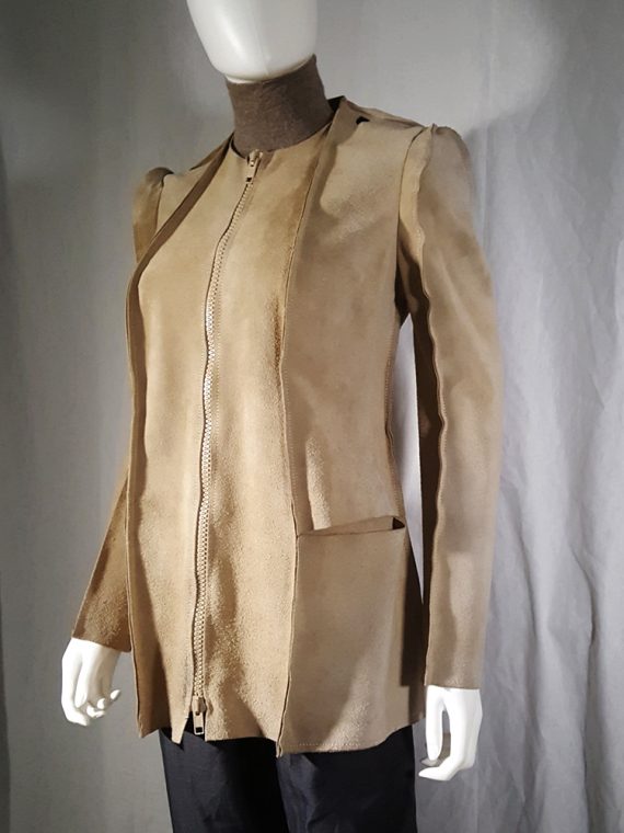 vintage Maison Martin Margiela beige leather flat jacket spring 1998 185624