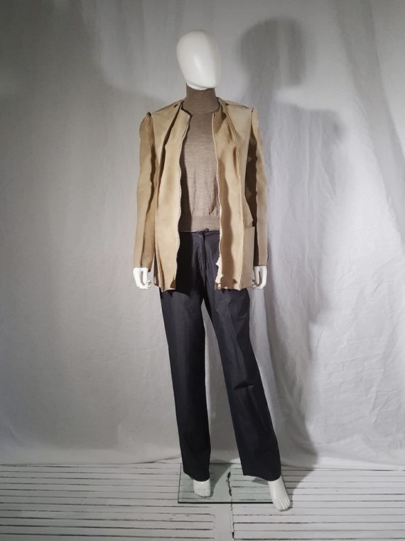 vintage Maison Martin Margiela beige leather flat jacket spring 1998 185703(0)