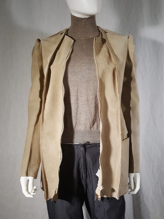 vintage Maison Martin Margiela beige leather flat jacket spring 1998 185720