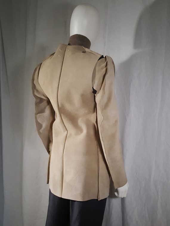 vintage Maison Martin Margiela beige leather flat jacket spring 1998 190004