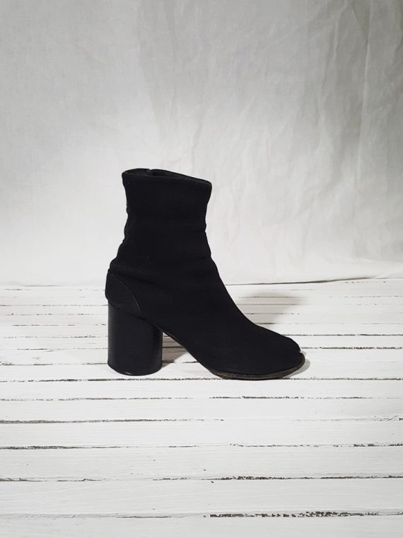 vintage Maison Martin Margiela dark grey linen tabi boots with block heel 150805