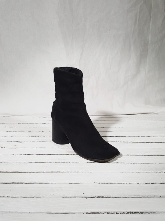 vintage Maison Martin Margiela dark grey linen tabi boots with block heel 150835