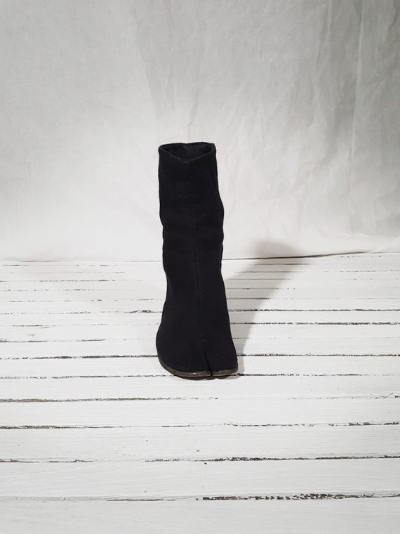 vintage Maison Martin Margiela dark grey linen tabi boots with block heel 150843