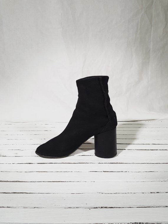 vintage Maison Martin Margiela dark grey linen tabi boots with block heel 150901