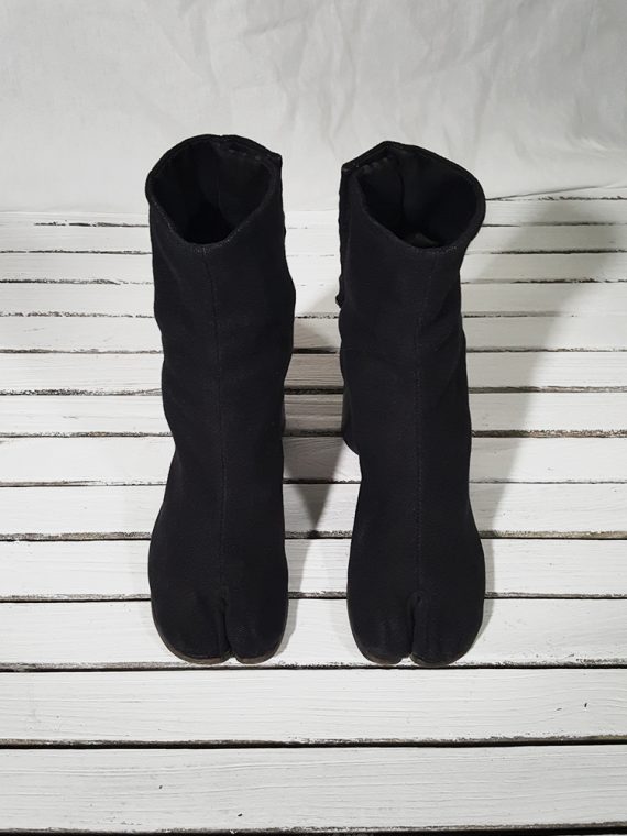 vintage Maison Martin Margiela dark grey linen tabi boots with block heel 151030
