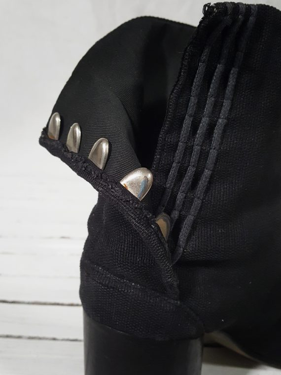 vintage Maison Martin Margiela dark grey linen tabi boots with block heel 151122
