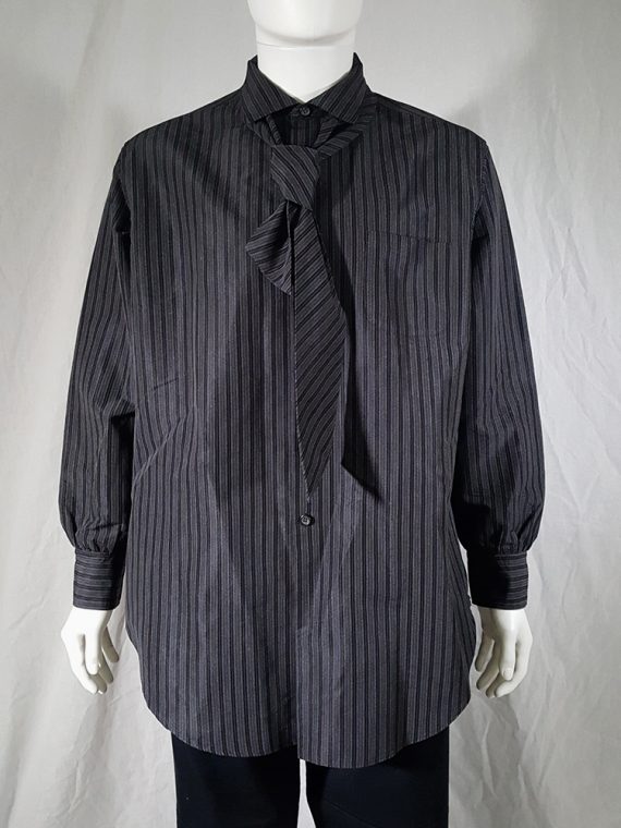 vintage Yohji Yamamoto pour homme grey striped shirt with attached tie 152147