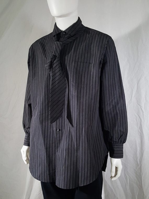 vintage Yohji Yamamoto pour homme grey striped shirt with attached tie 152206
