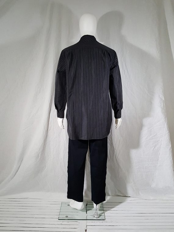 vintage Yohji Yamamoto pour homme grey striped shirt with attached tie 152410