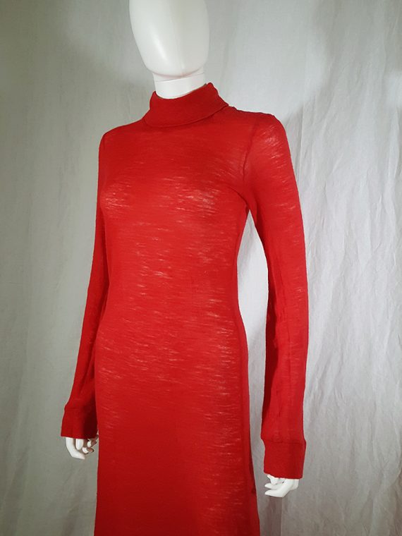 Ann Demeulemeester red knit maxi dress fall 1996 151707(0)