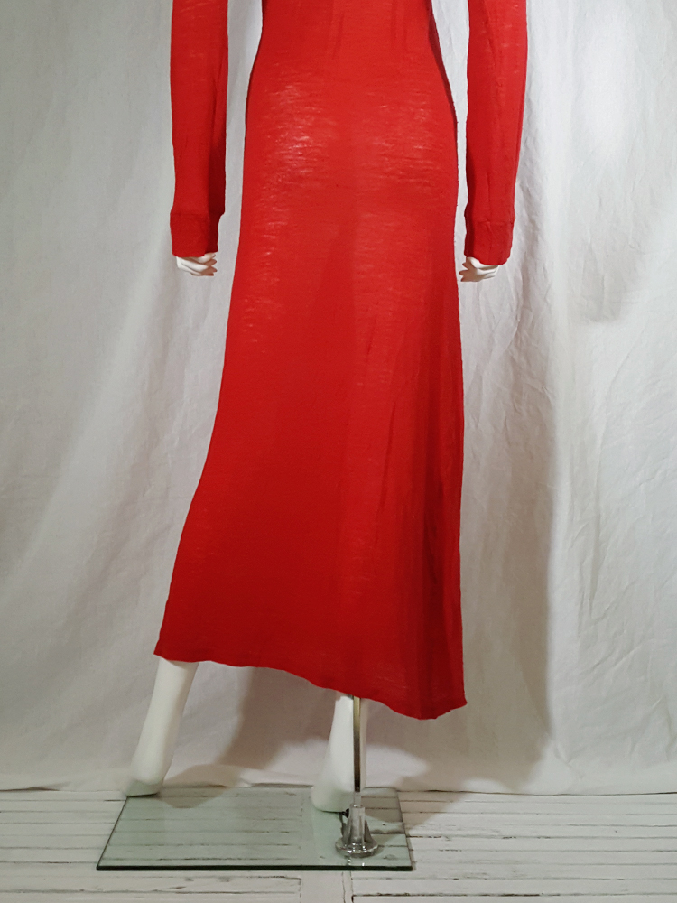 Ann Demeulemeester red knit maxi dress — fall 1996 - V A N II T A S