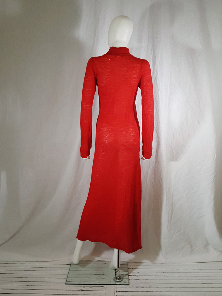 Ann Demeulemeester red knit maxi dress — fall 1996 - V A N II T A S