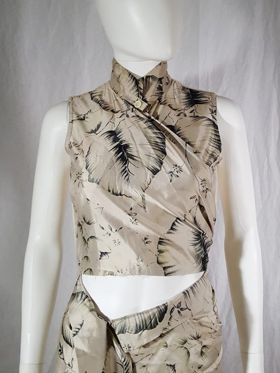 vintage Dries Van Noten beige palm printed wrap top and skirt spring 1998 142708