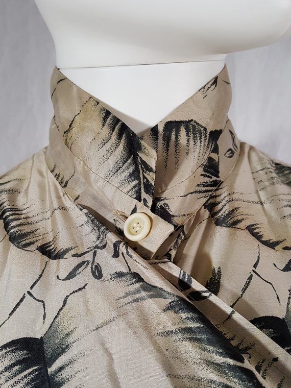 vintage Dries Van Noten beige palm printed wrap top and skirt spring 1998 142719
