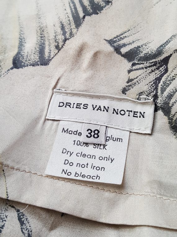 vintage Dries Van Noten beige palm printed wrap top and skirt spring 1998 162913