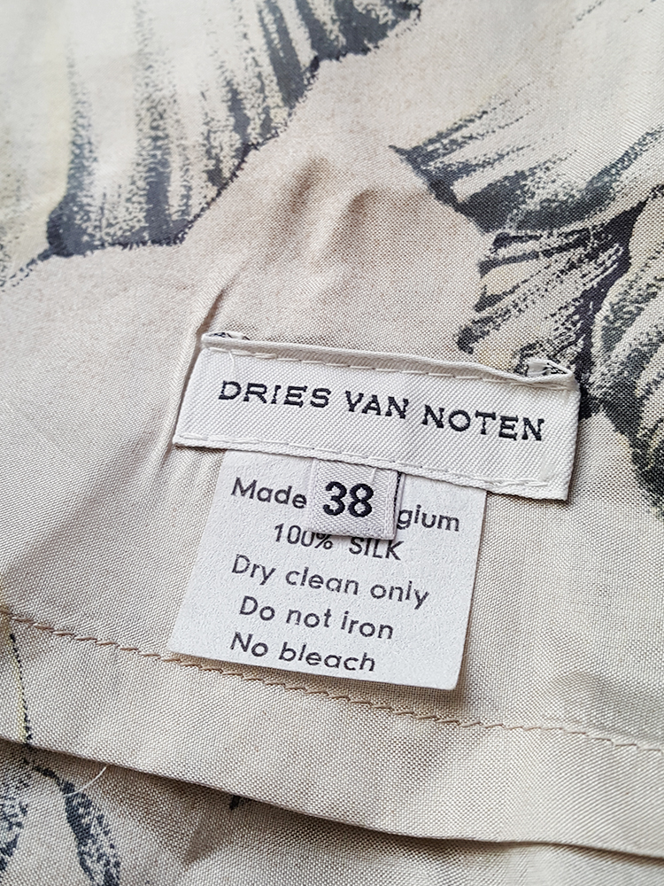 Dries Van Noten beige palm printed wrap top and skirt — spring 1998 - V ...