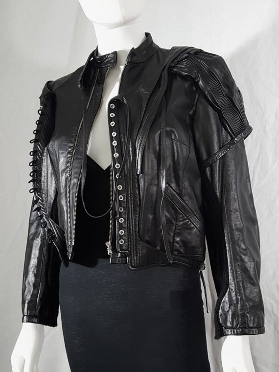 vintage Hussein Chalayan deconstructed layered leather jacket runway spring 2002 170523