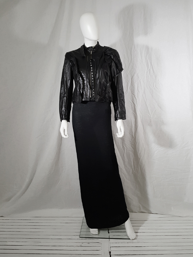 Hussein Chalayan deconstructed layered leather jacket — spring