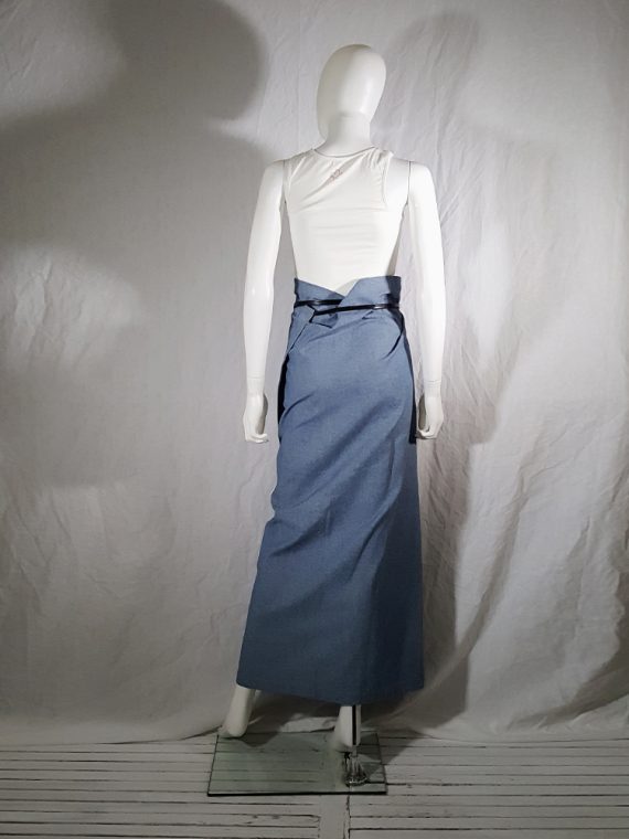 vintage Lieve Van Gorp blue wrapped jeans skirt 170805